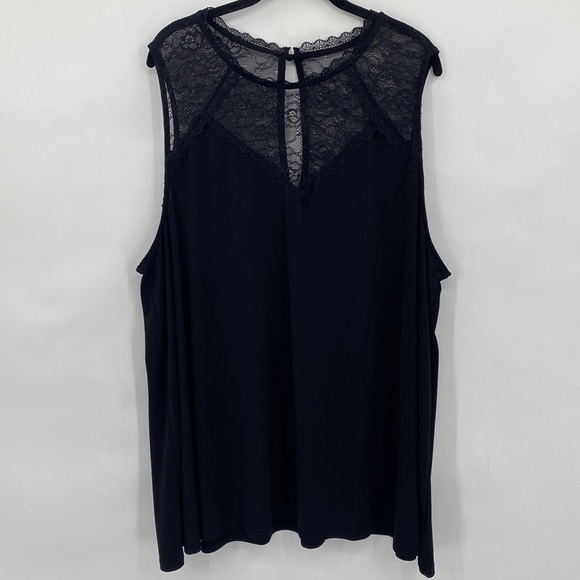 Torrid Knit Lace High Neck Top Boho Sleeveless Flowy Black Casual Plus Size 4X - Picture 1 of 9
